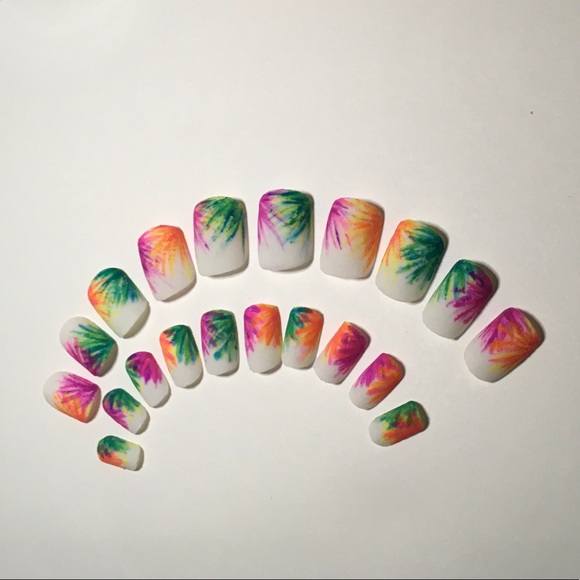 Tropical Matte Square Press On Nails Set of 20 - Picture 6 of 11
